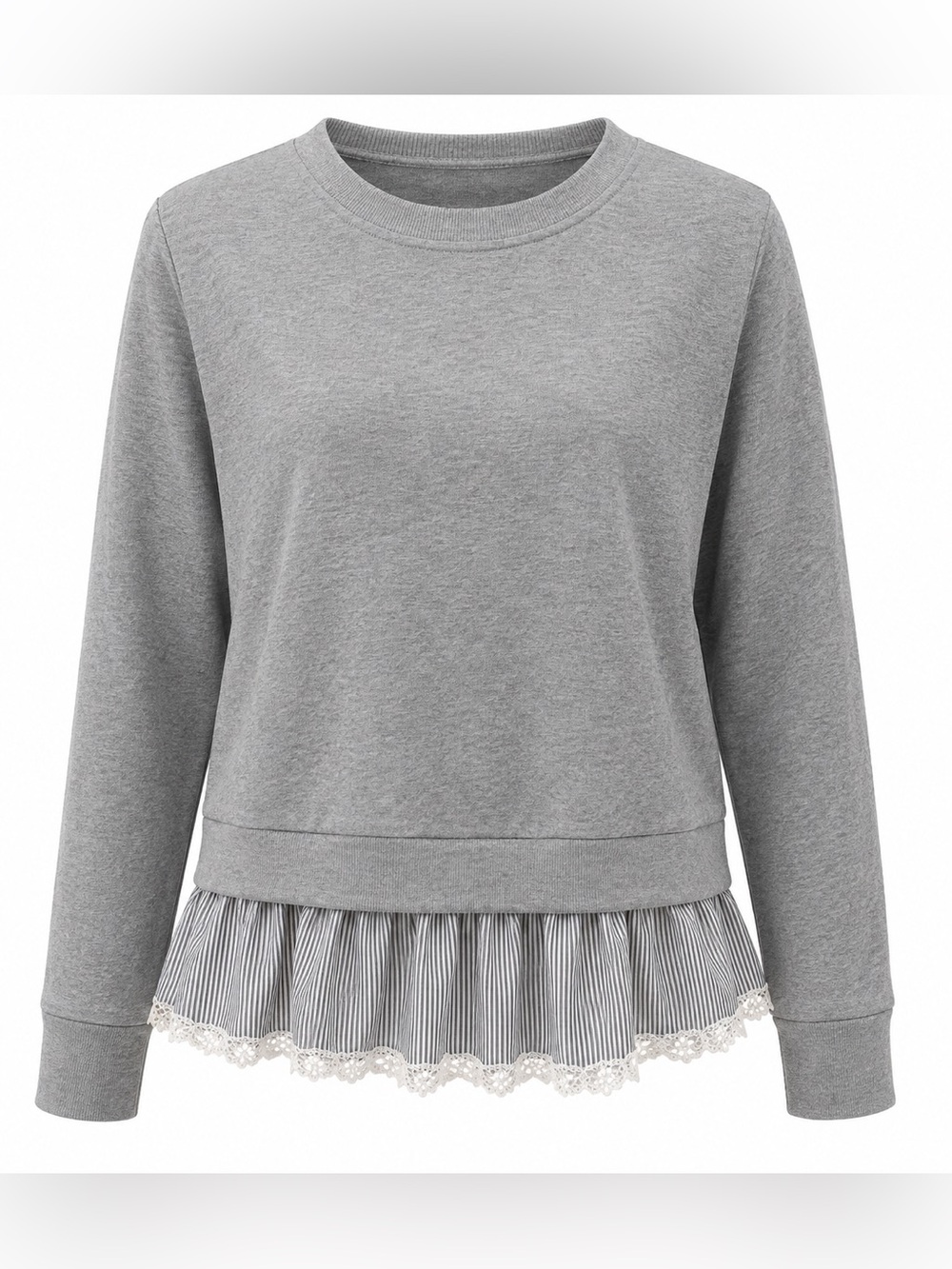 Alya gray sweatshirt with feminine trim